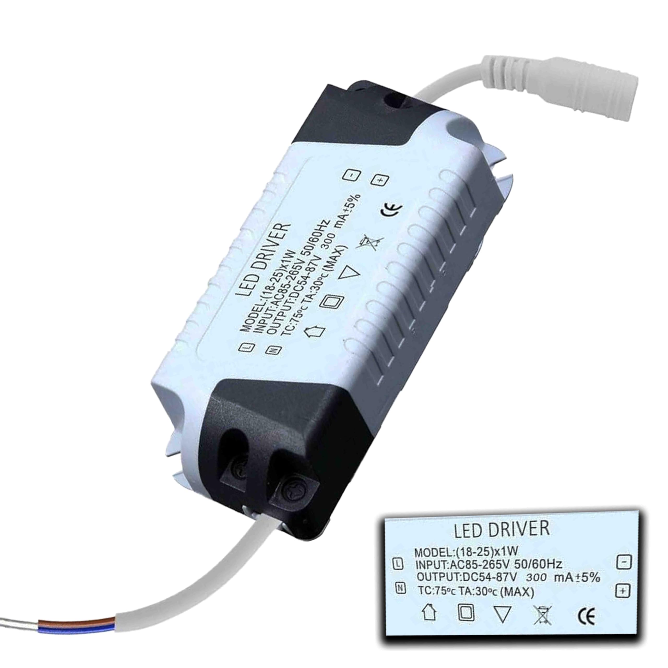 Led Driver Power Supply 18 To 25 X 1W 300mA Constant Current Transformer Ac 85V To 265V Input Dc 54V To 87V Output For Led Ceiling Lights Smart Lighting Panels And Consumer Electronics