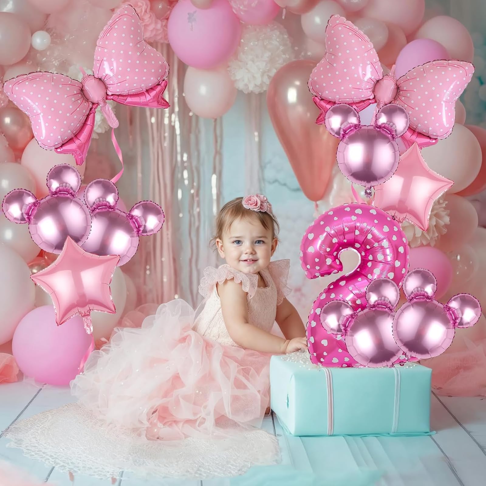 Decoracion Cumpleaños Años Decoración De Globos De Minnie Mouse Para 2º  Cumpleaños De Niña Incluye Número Rosa Ideal Para Fiestas Infantiles 