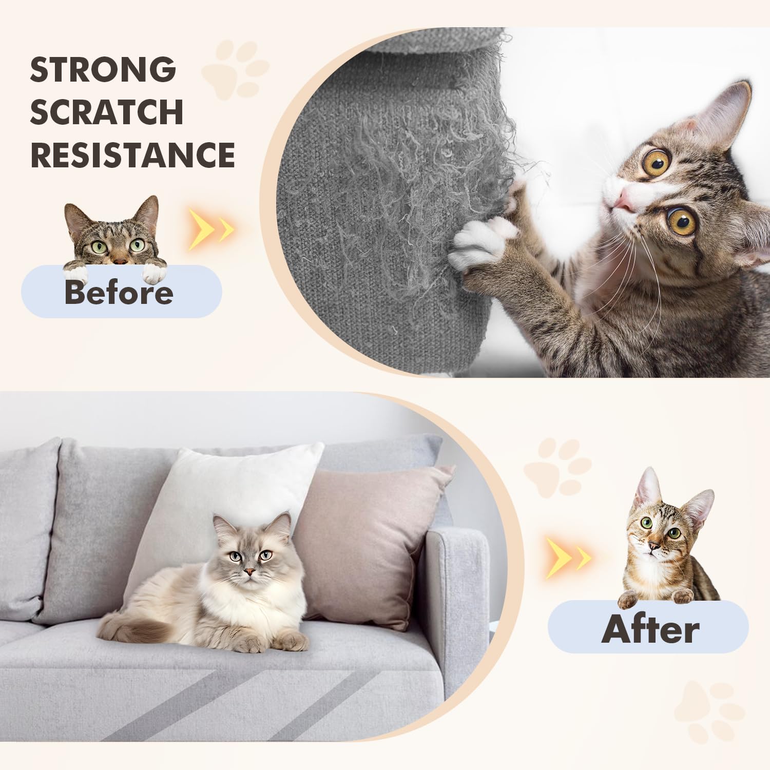 ETROBOT Pellicola antigraffio per gatti, 20CM*300CM Protezione antigraffio per gatt, Antigraffio gatto divano, Divano Gatti Graffi Protezioni per Divani, Sedie, Letti, e Vari Mobili, Paret
