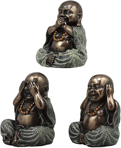 Miniatura 5 de Gifts & Decor Ebros - Figura pequeña de Feng Shui con 3 figuras de Buda sonar sabias y oír, no mal, 4 pulgadas de alto, bodhisattva oriental,