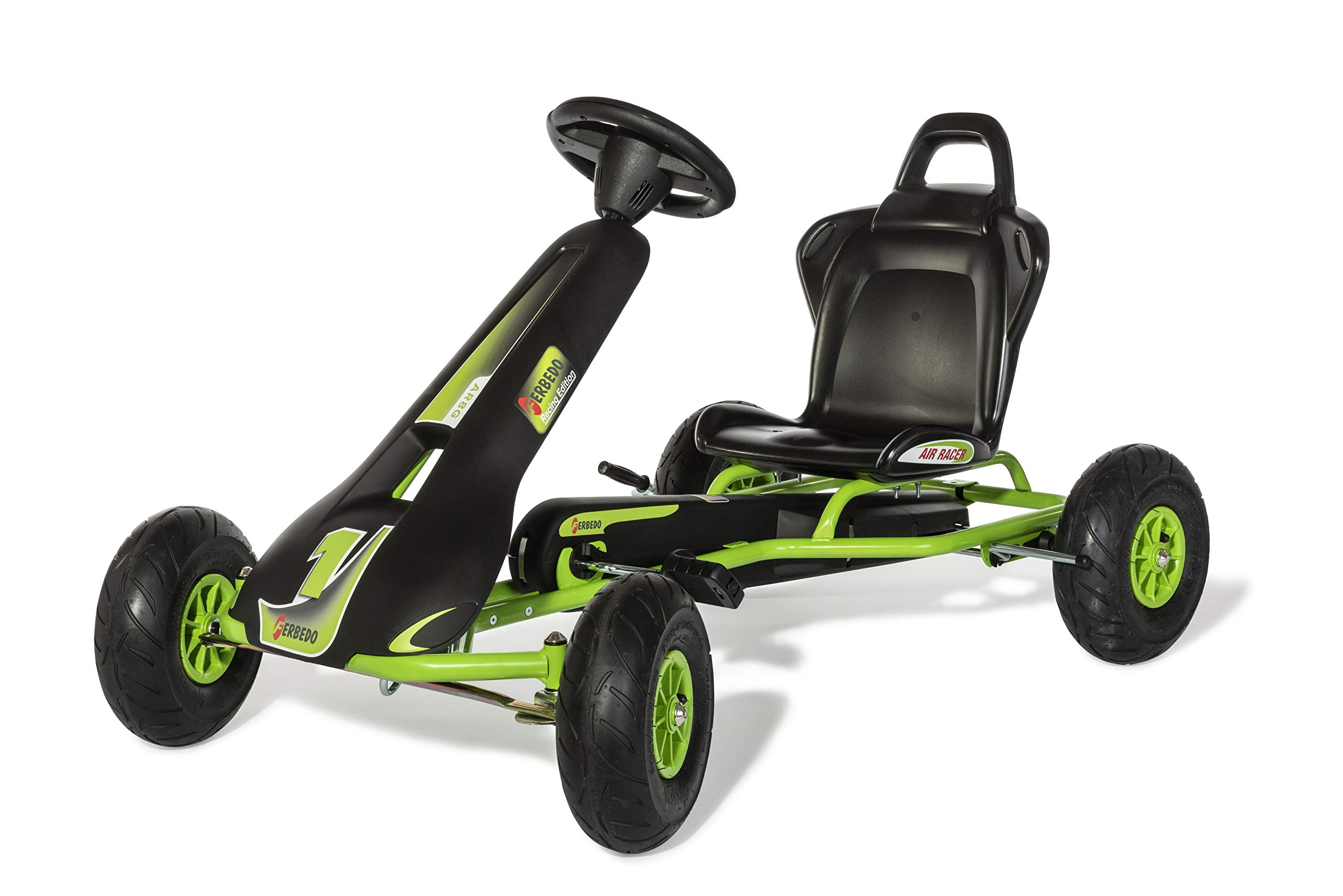Ferbedo Go AR 8G (Gokart/Kart in schwarz/grün, mit Soundlenkrad und Luftbereifung, ab ca. 5-11 Jahre) 112005