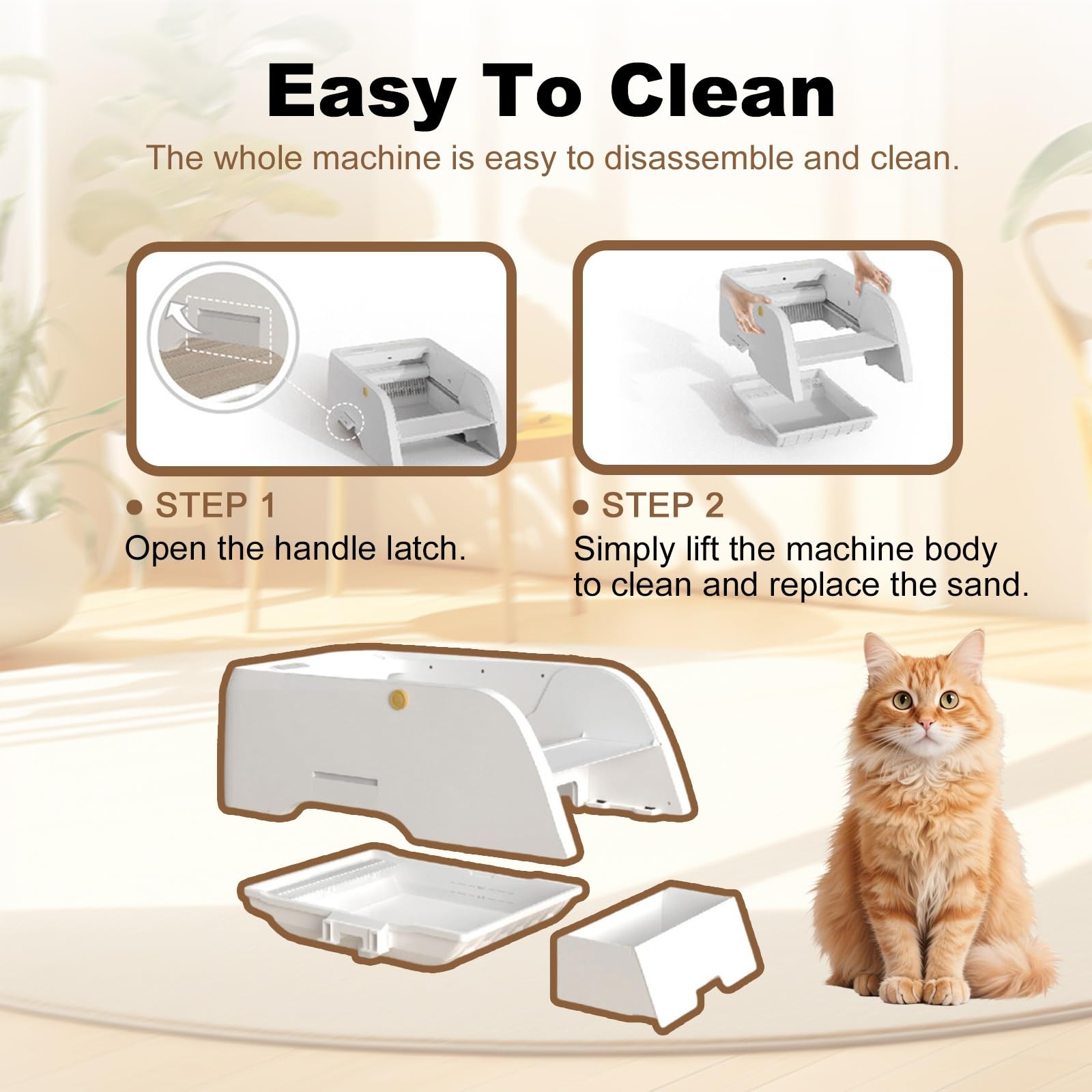 Arenero Autolimpiante para Gatos Mejorado,Arenero Autolimpiante para Gatos Abierto, Gran Capacidad, Control De Olores Arenero, Arenero para Varios Gatos, Inodoro