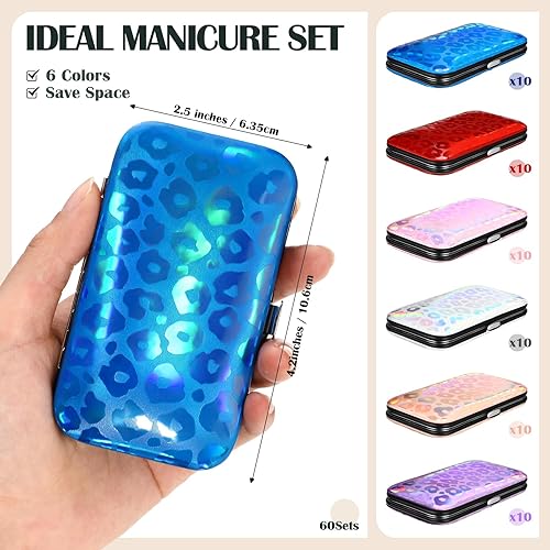 Miniatura 2 de Leriton Juego de 60 juegos de manicura para mujer, kit de manicura a granel, kit de pedicura de acero inoxidable 8 en 1, herramientas de pedicura