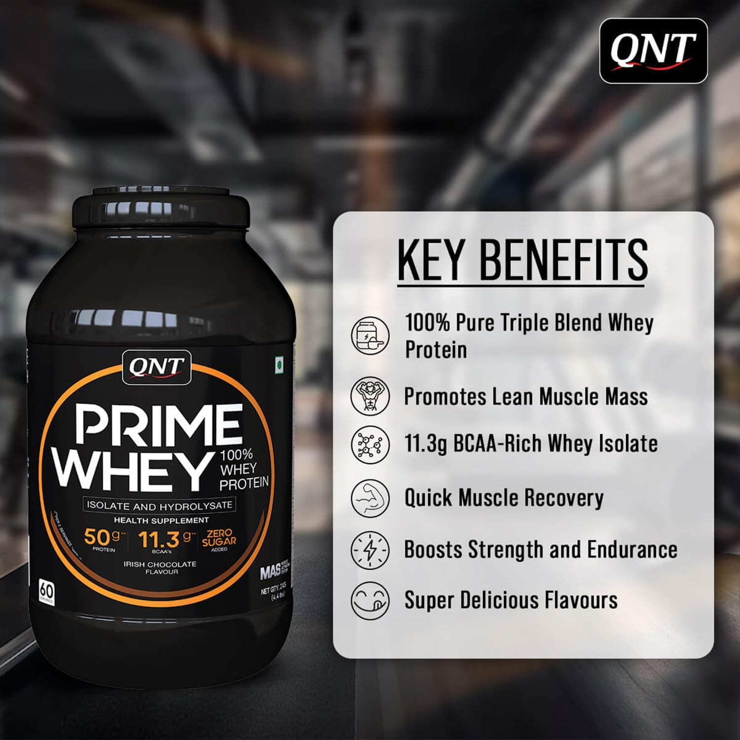 QNT Prime Whey Protein Powder | Irish Chocolate, 1 Serving Sachet | Triple Blend of Whey Isolate, Concentrate & Hydrolysate | 25g Protein, 5.65g BCAA per Scoop | Best Whey Protein Powder for Men & Women — Amazon image 5