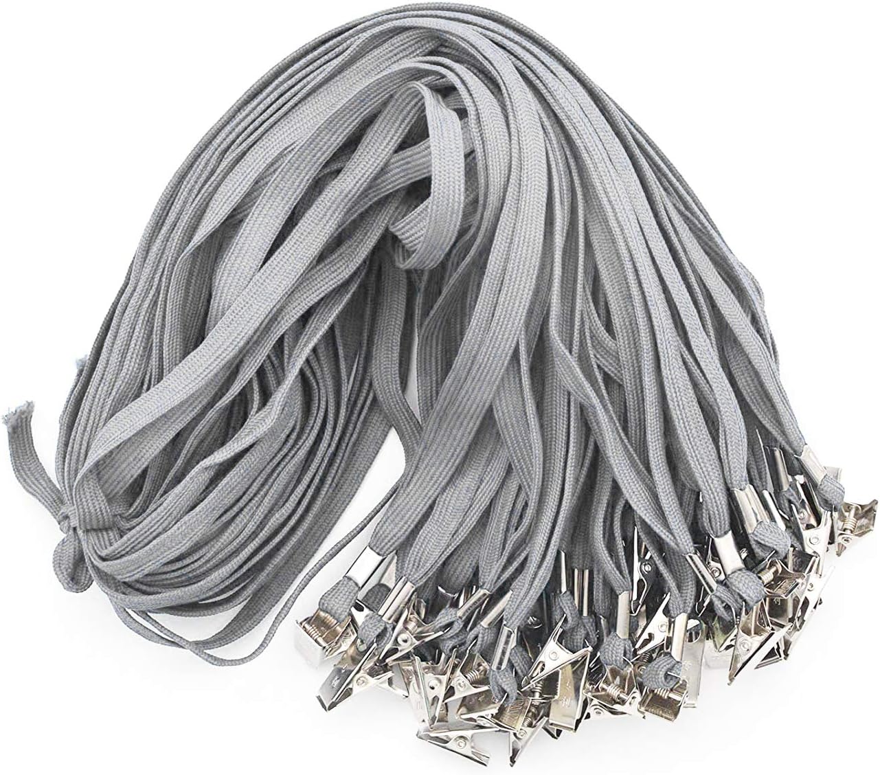 Gray Lanyard Beebel 50PCS 32-Inch Flat Lanyards with Badge Clip (Gray)