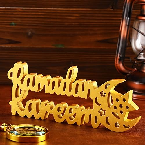 Miniatura 9 de Queekay Mubarak - Decoración de mesa de Ramadán, letrero de madera de Ramadán, Mubarak, adorno de madera para decoración de fiesta