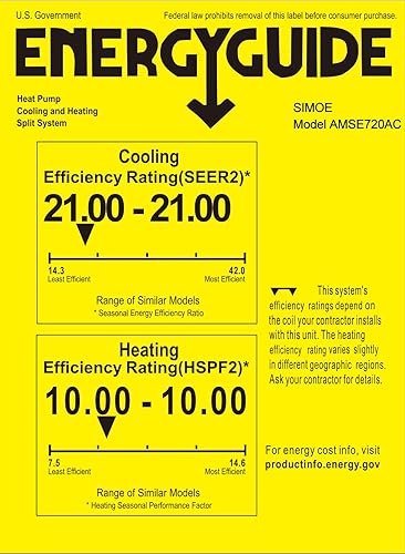 Miniatura 10 de SIMOE Mini Split AC, 9000BTU 208-230V Aire acondicionado y sistema de calefacción con inversor de eficiencia energética AC montado en la pared con