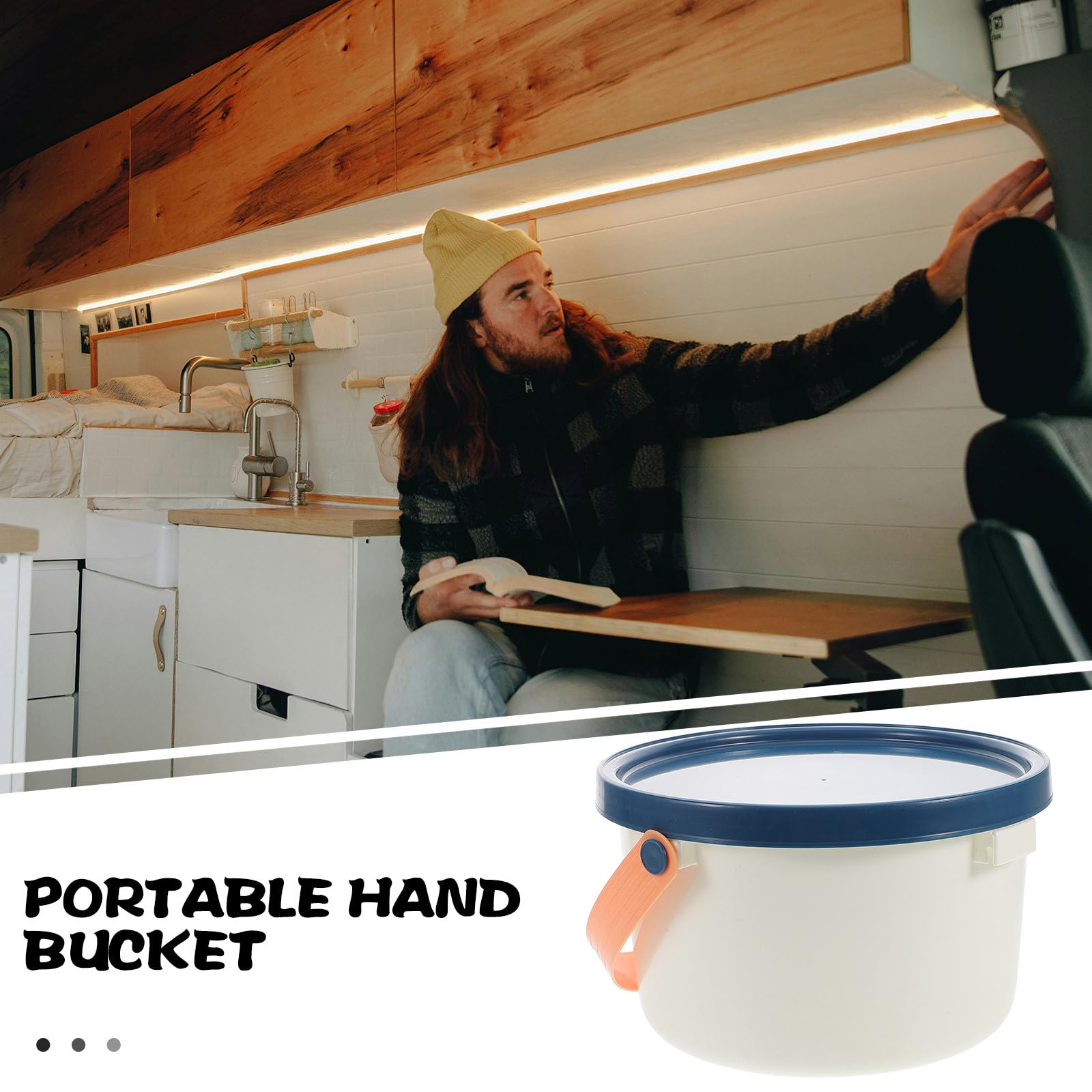 SHINEOFI Secchio di Plastica con Coperchio Piccolo da 6l, Portatile con Manico Ergonomico, Resistente All’usura, per Pulizia Casa, Campeggio e Conservazione Acqua