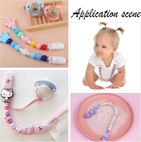 Miniatura 7 de CHGCRAFT 30 piezas de 3 colores de plástico ambiental para chupete de bebé, clip de bricolaje para babero, soporte de juguete de reemplazo para