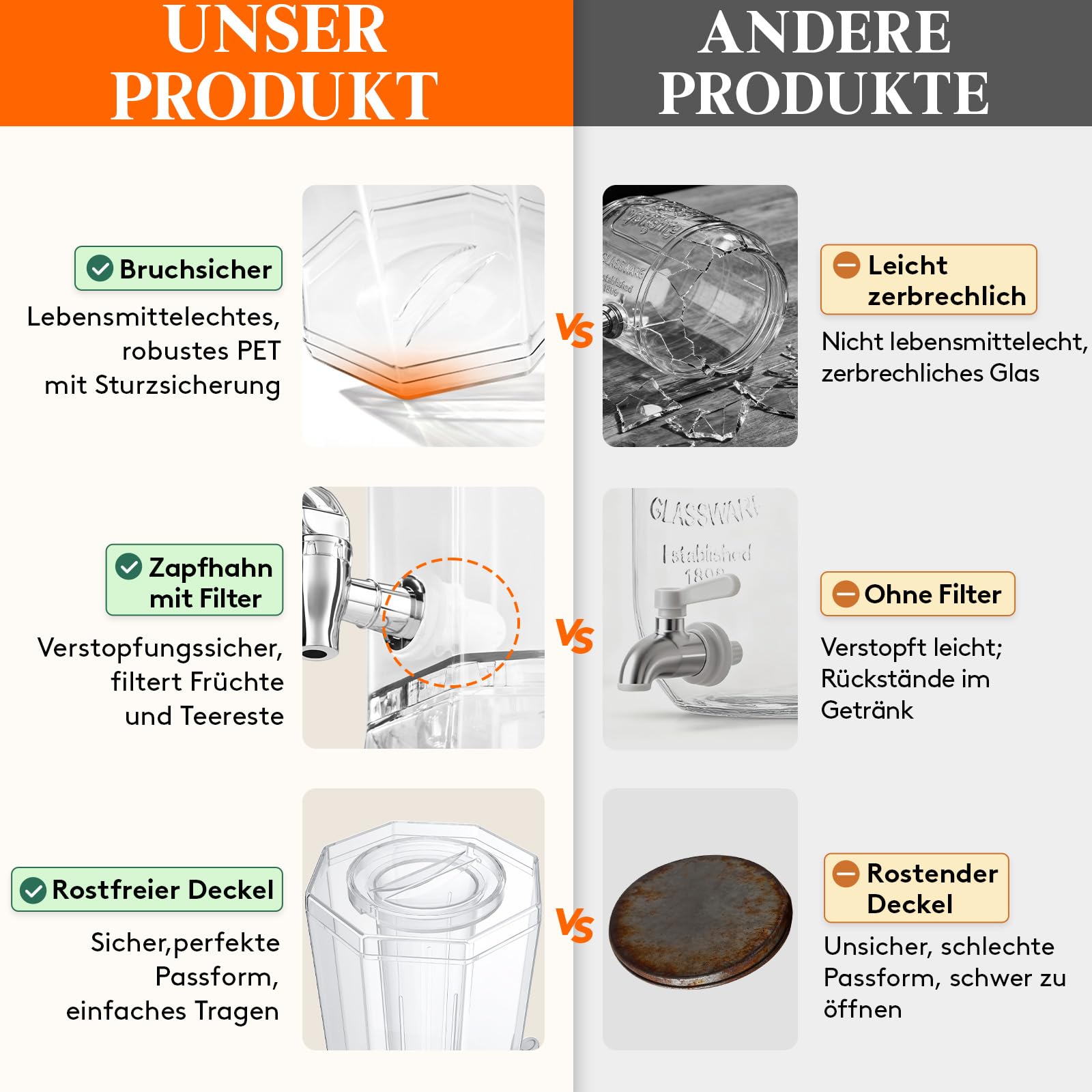 Lifewit 2 x6L Getränkespender mit Zapfhahn Eiszylinder Schilder, Kunststoff | Beverage Dispenser für Cocktails Saft Wasser Tee Getränke, Limonadenspender mit Kühlung für Partys Hochzeit Buffet, 39x16cm