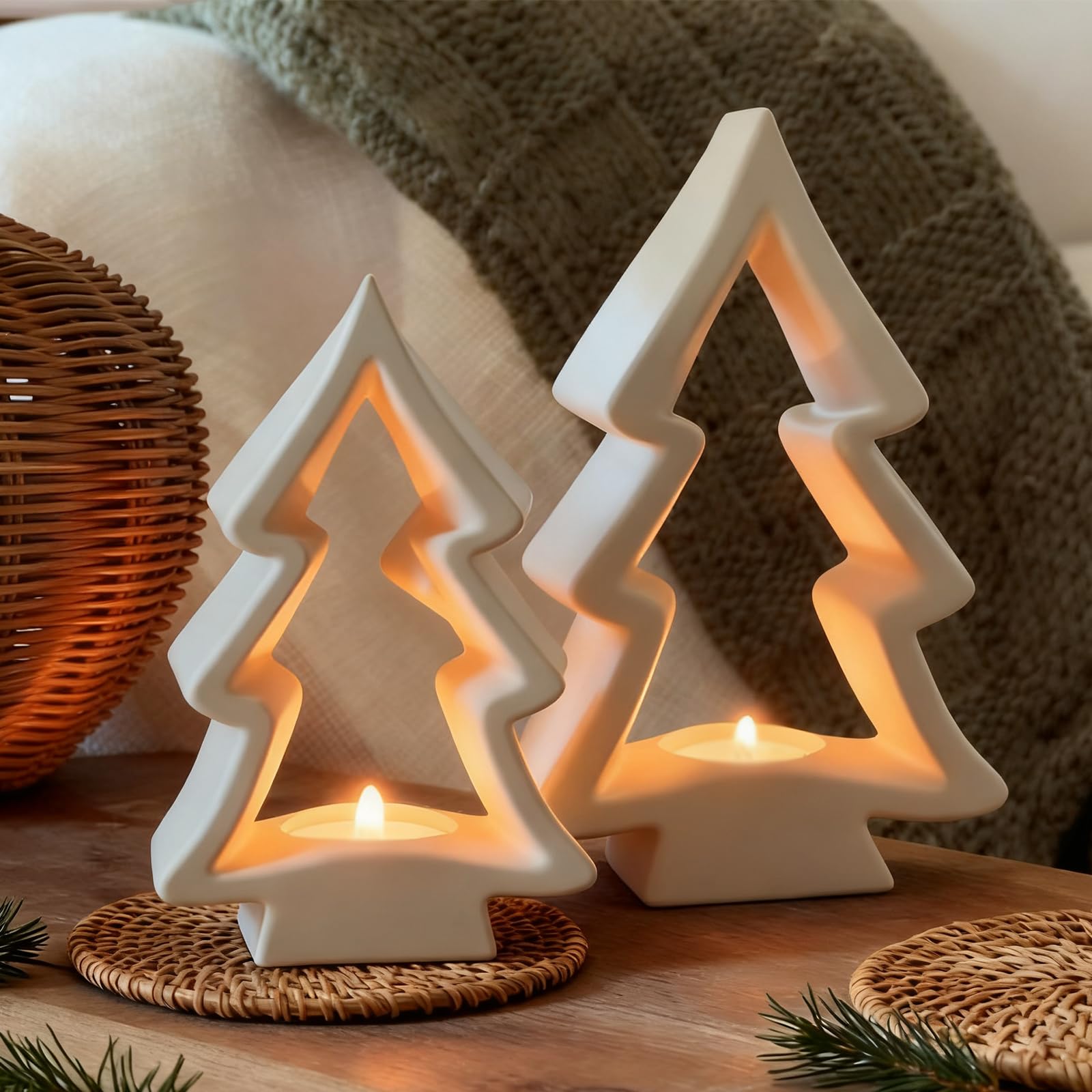 Amazon.com: AceOrbit 2 Pcs Christmas Tree Candle Holders White