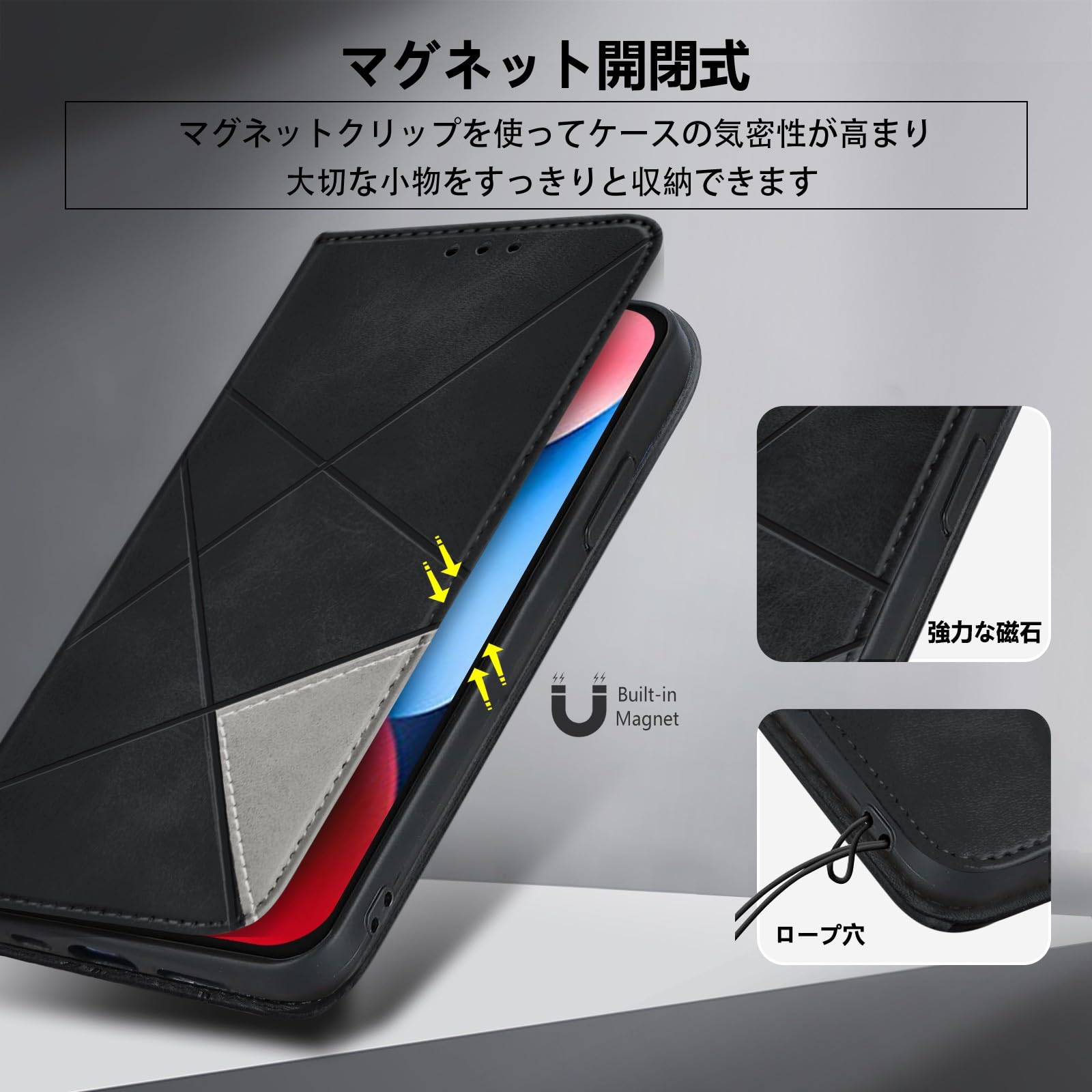 Amazon.co.jp: bjnosdv iPhone 13 Mini ケース 手帳型 高級PU