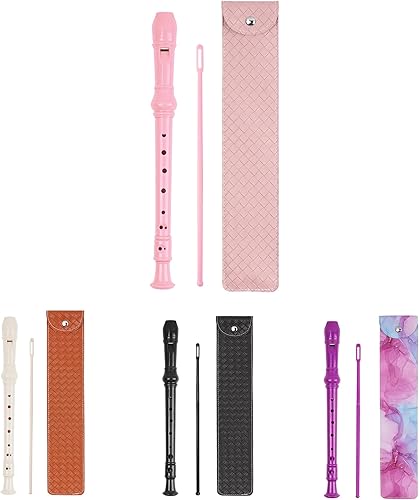 Miniatura 101 de Flauta para principiantes, niños y adultos, 8 agujeros, soprano, con varilla de limpieza y funda de cuero para estudiantes, entretenimiento en casa