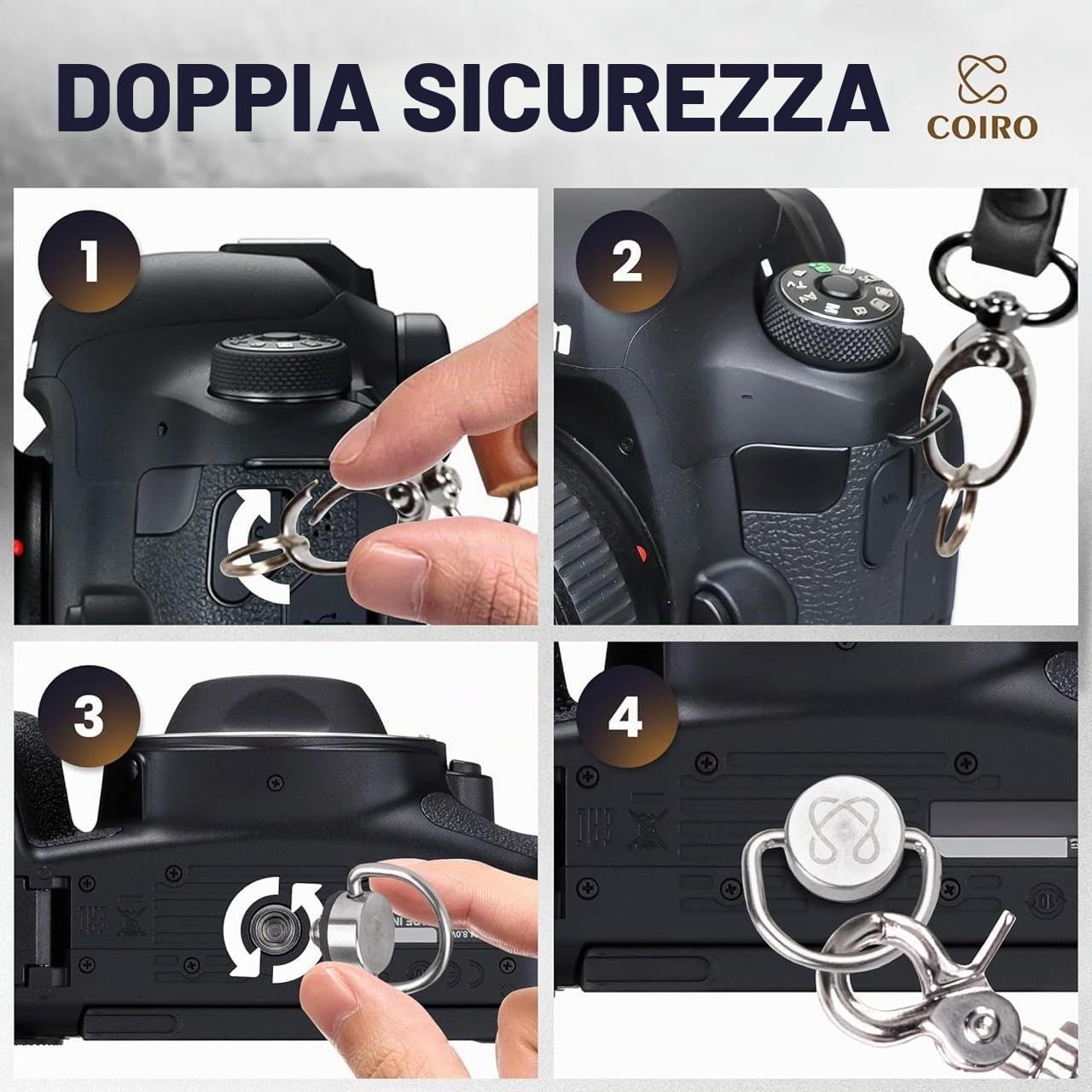 C Coiro Pelle Tracolla Per Fotocamera a Due Camme, Tracolla Macchina Fotografica