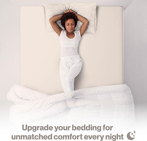 Miniatura 7 de Superior Linen - Sábana bajera ajustable de lino de calidad superior, 100 % algodón orgánico de 200 hilos, transpirable, suave y cómoda, se puede