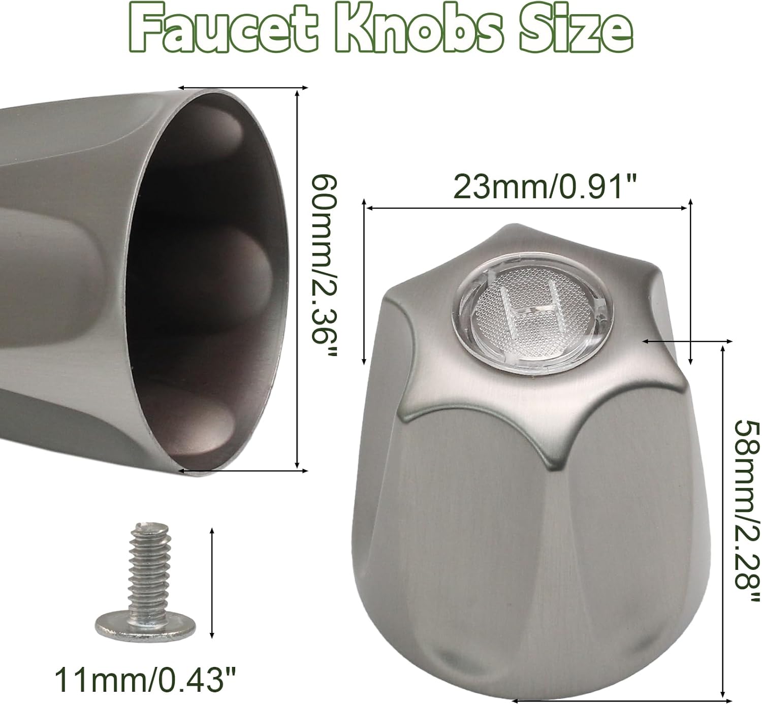 Biaungdo Brushed Nickel Shower Knob Replacement Set of 3, Bathtub Faucet Handles Include Hot and Cold/Diverter Shower Knob for Remodeling Trim