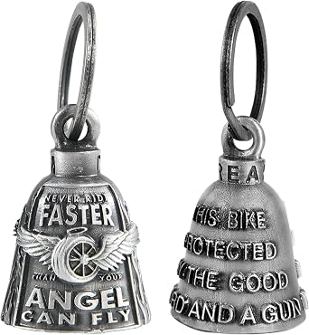 Motorcycle Bells 2Pack for Biker Good Luck Guardian Riding Bells with Hanger Motorcycle Accessory