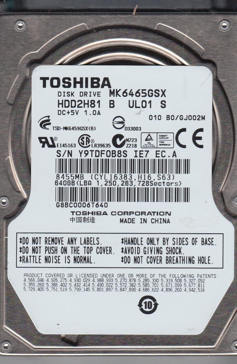 Toshiba MK6465GSX Hard Drive 640 GB SATA300 (CR5609) Category