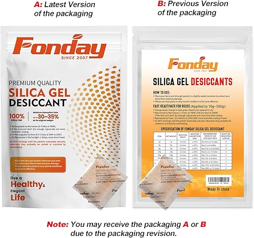 Miniatura 9 de Paquetes desecantes de gel de sílice recargables de 3.53 onzas 4 paquetes de grado alimenticio, bolsas desecantes de reactivación rápida, indicando