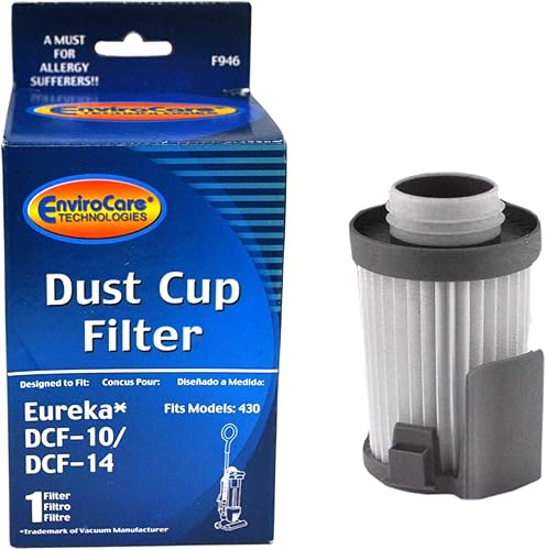 Filtro de polvo Envirocare diseñado para adaptarse a aspiradoras verticales Eureka DCF-10 y DCF14 F946