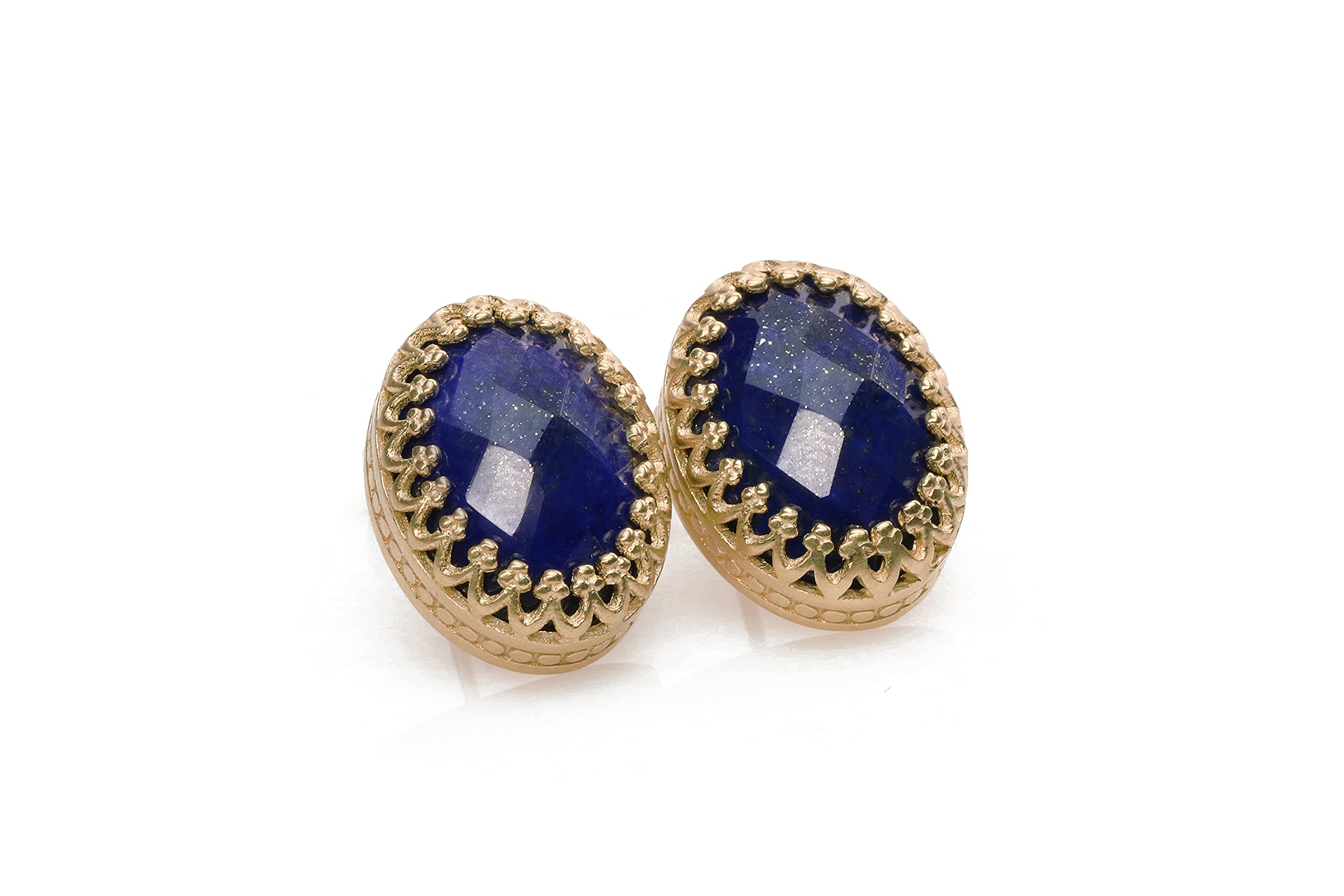 Lujosos Pendientes Ovalados de Lapislázuli en Oro Rosa - Pendientes de Postes Hechos a Mano - Joyería de Moda Pendientes, Pendientes de Diseño, Pendientes de Boda, Pendientes de Piedra de Nacimiento