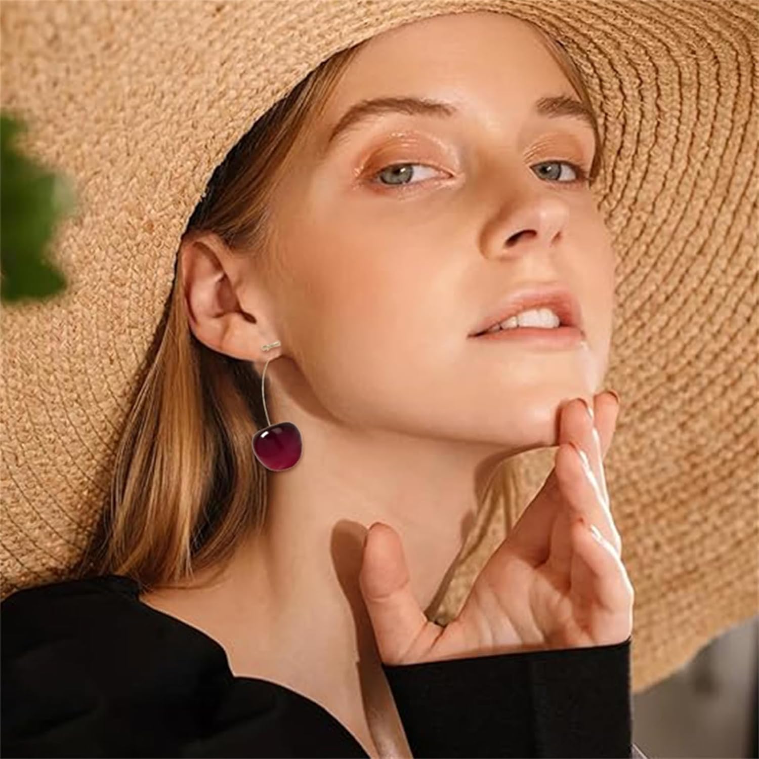 Red Cherry Earrings Set for Women 2 Pairs Creative Fruit Dangle Drop Earrings 3D Lifelike Cute Cherries Earrings Charm Sweet Jewelry Gift - Image 4