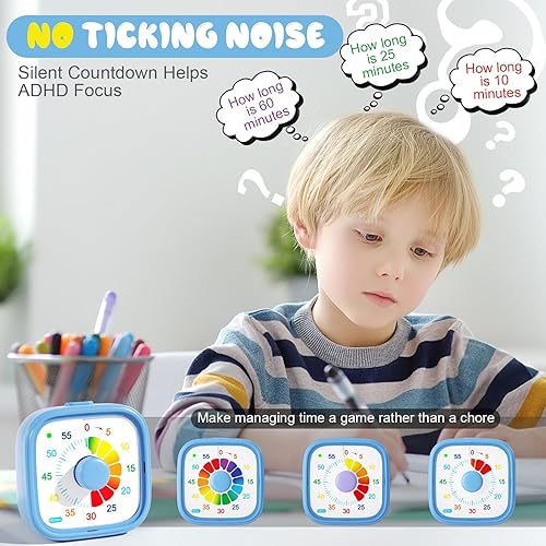 Miniatura 4 de Shintrend Temporizador visual para niños recargable temporizador digital de cuenta regresiva de 60 minutos, temporizadores silenciosos para escuela,