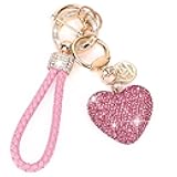 Car Keychain for Women with Rhinestone Heart Shape Bling Girl Cute Keychain for Christmas,Personalized Gift