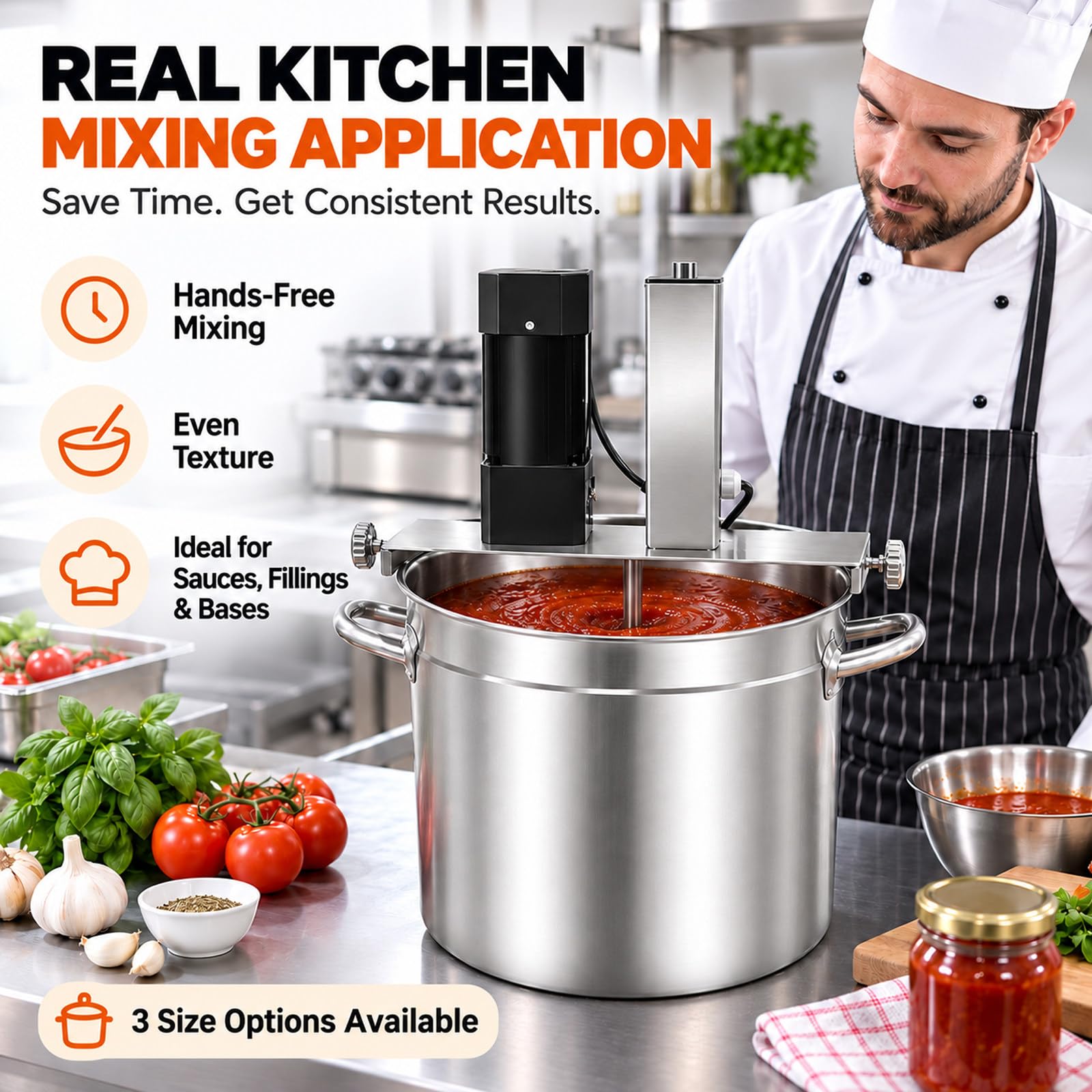 Mélangeur de Sauces à Vitesse Réglable pour Compote & Confiture 20L