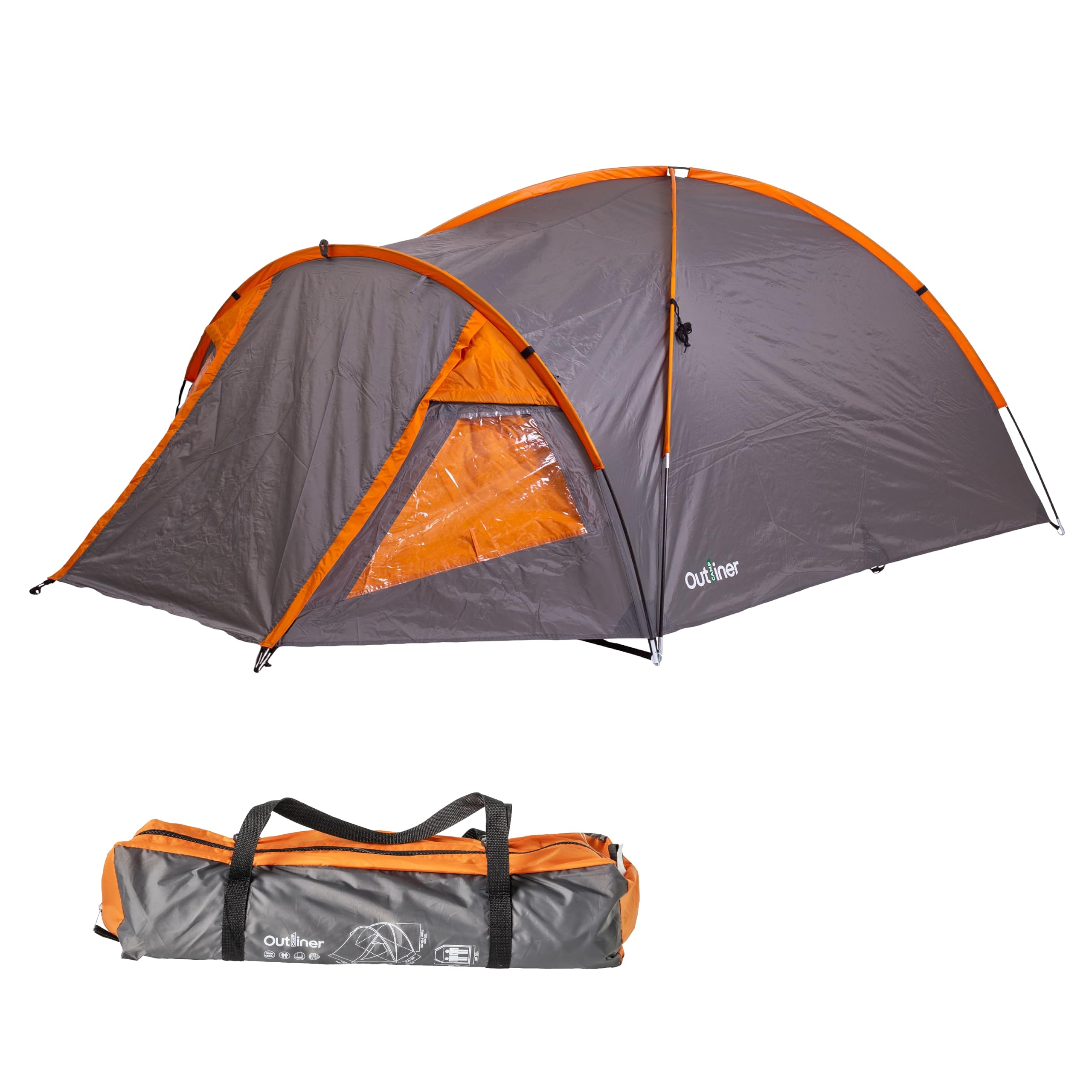 OUTLINER | Zelt 2 Personen | Camping Zelt mit Vorraum und Einer  Schlafkabine | Festival Zelt Wasserdicht & Windfest | Ideal als Reise Zelt  | Campingzelt mit Mckennetz | Orange, Grau : Amazon.de: Sport & Freizeit