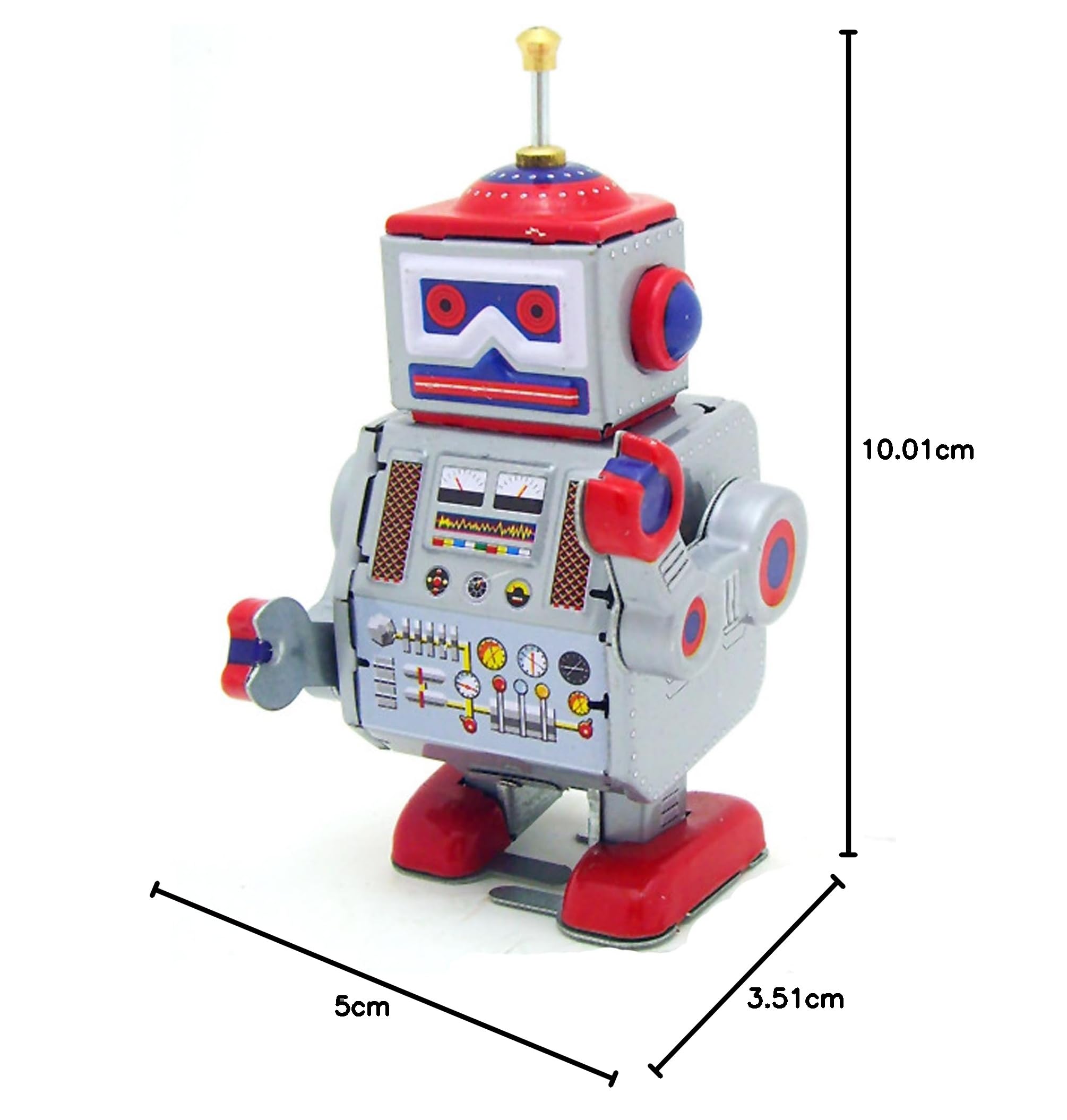 Charmgle Jouet robot à remonter sur mécanisme marchant Alien Batteur Jouets faits à la main Nouveauté Cadeaux d'anniversaire Décoration de la maison Argent