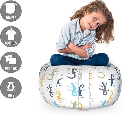 Miniatura 267 de Lunarable Silla de almacenamiento para adolescentes, coloridos patines de estilo retro, para actividades juveniles, para niñas y niños, divertido