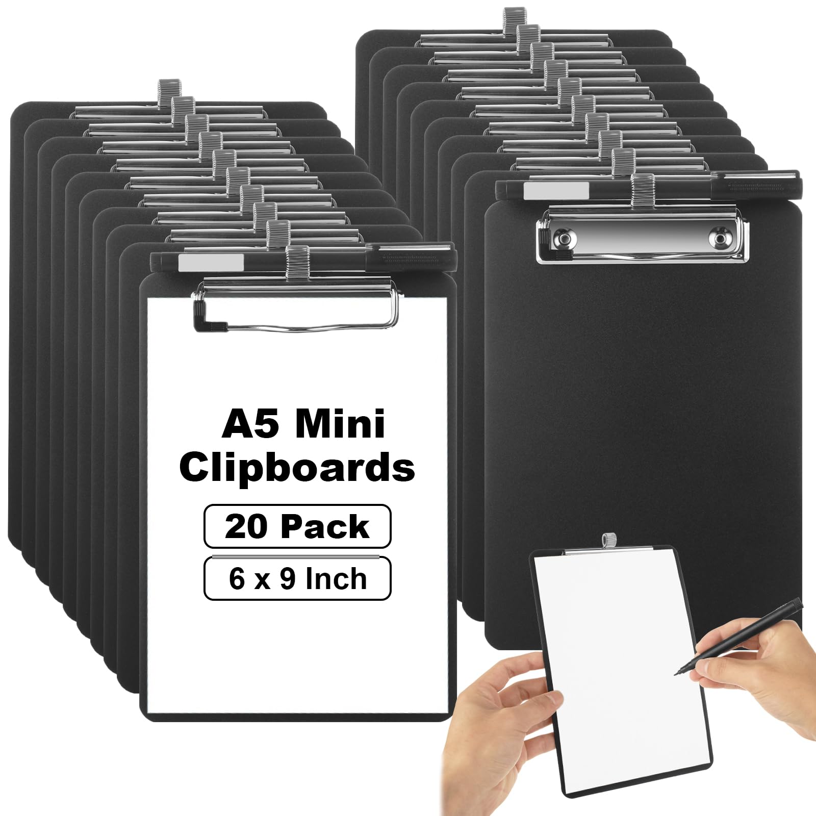 Binditek 30 Pack Mini Clipboards, Eco-Friendly Wood Hardboard With Low Profile Clip, 6 X 9 - View #2