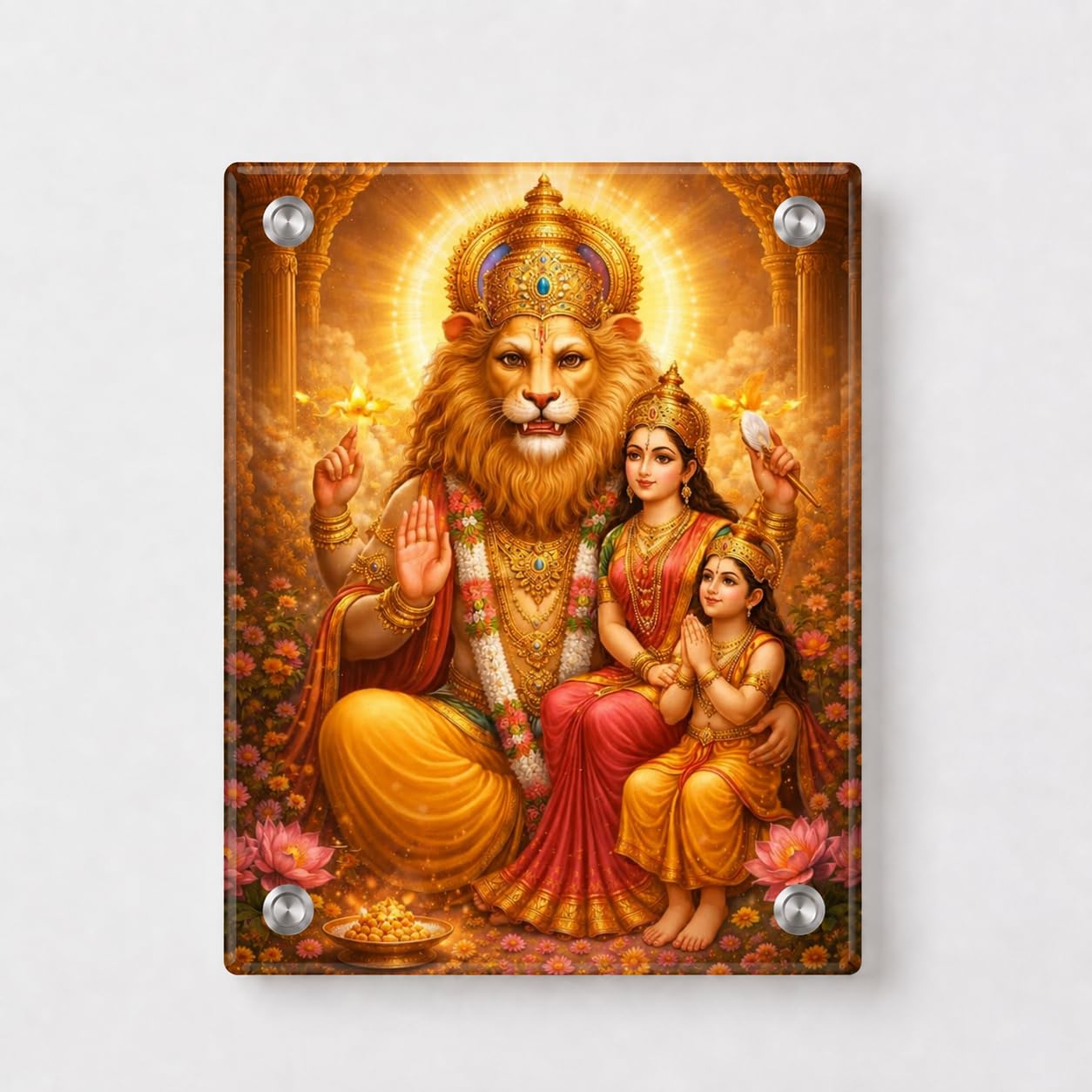 Lakshmi Narasimha - Acrylic Magnet & Table Top Stand | Premium HD Acrylic Photo Frame | Strong Fridge Magnet & Desk Decor for Home, Office, Temple & Pooja Room (3X4 2-in-1)-picture-11