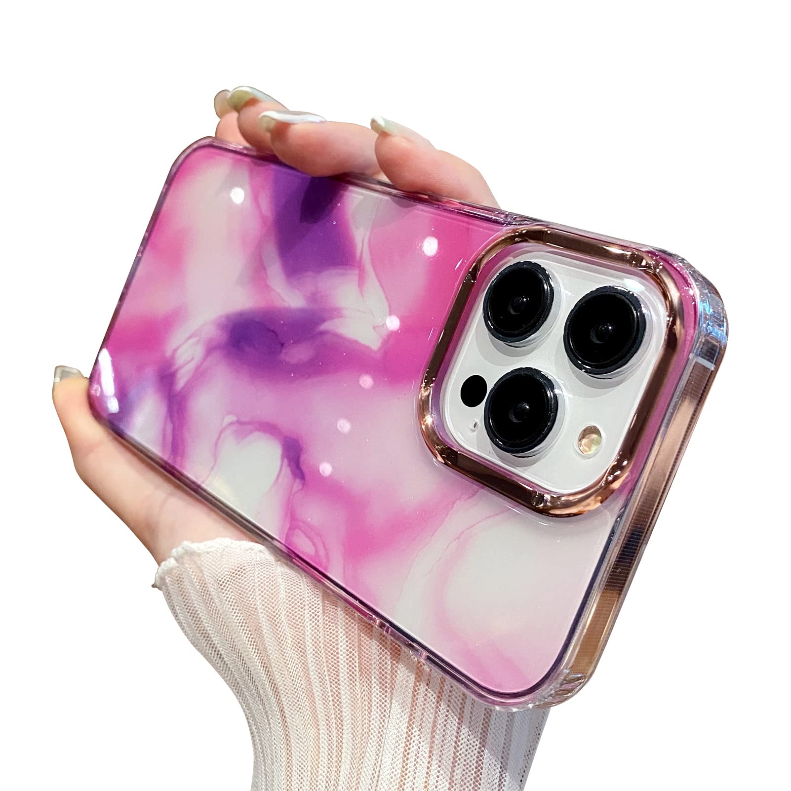 Amazon Com Uioeua Compatible With Iphone 12 Pro Max Case For Women Girls Luxury Shiny Fashion Gradient Glitter Bling Cute Clear Acrylic Plate Shockproof Watercolor Case For Iphone 12 Pro Max Ink Purple Cell