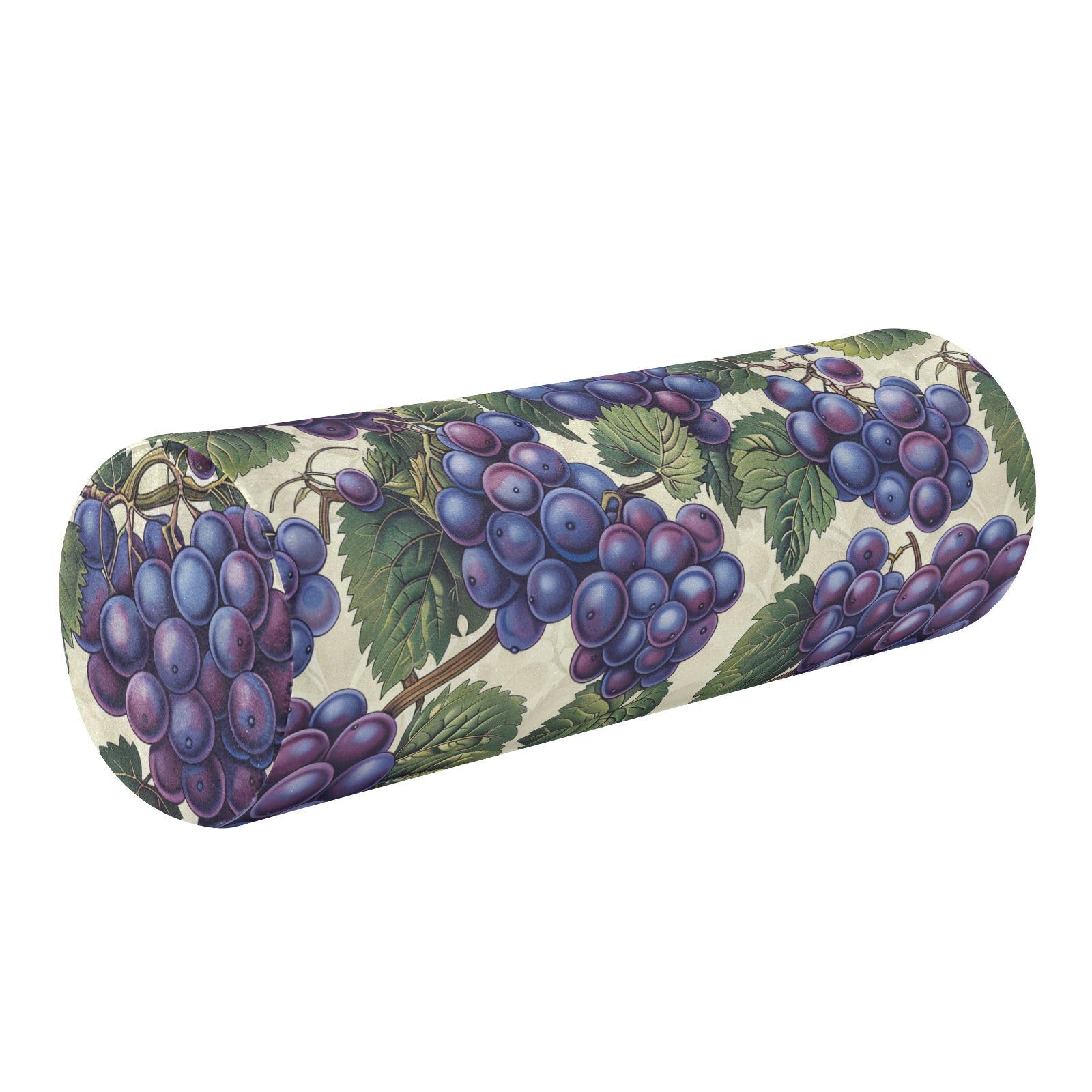 miaozhen Yummy Grapes Pattern Purple Round Cushion Pillow Decorative Cylinder Pillows for Bed cojin para el Cuello 5.5''x17''