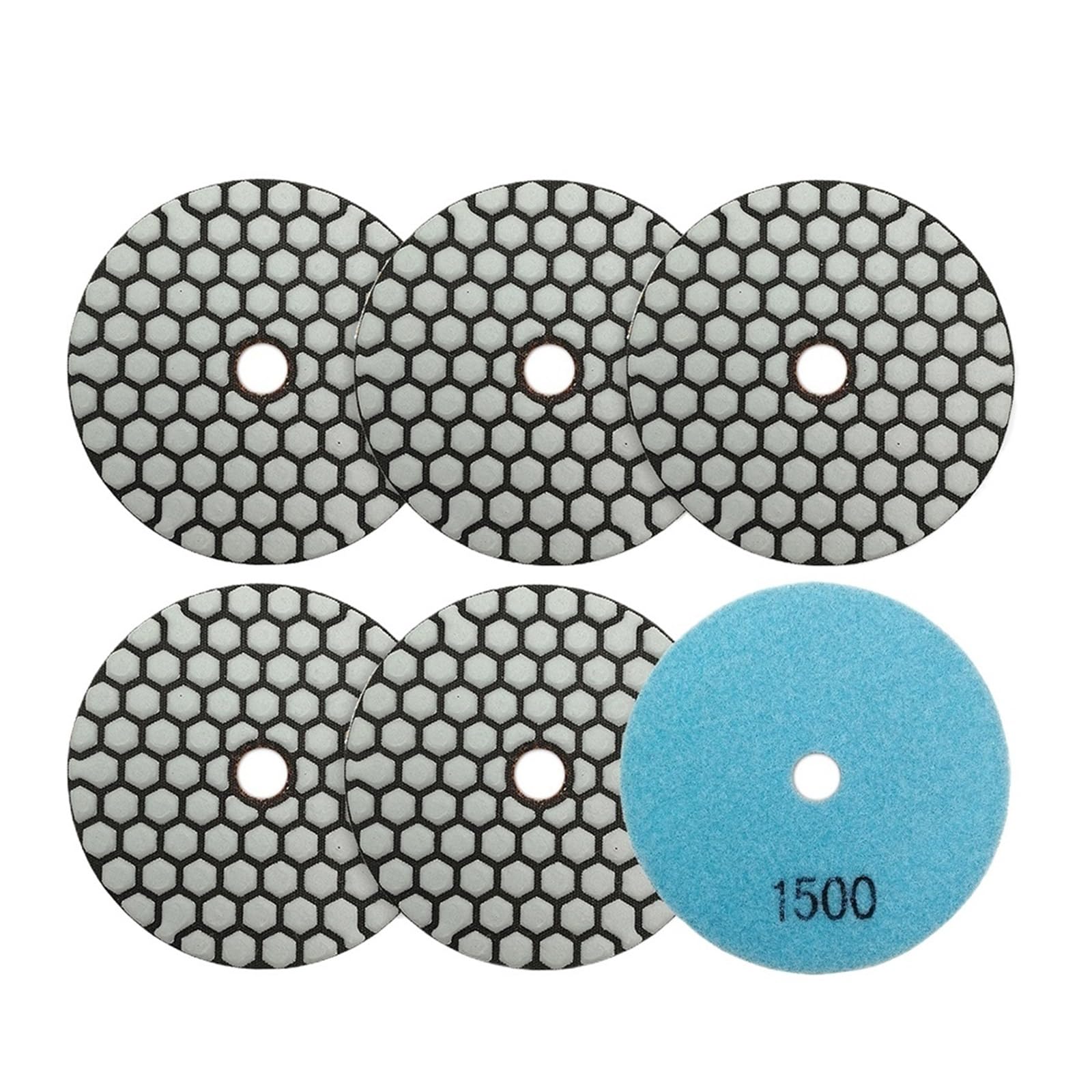 Set di 6 Dischi abrasivi for lucidatura a Secco for Marmo, Granito, Ceramica, Pietra e smerigliatrici angolari, Diametro 100 mm, 4 Pollici(6pcs Grit 1500)