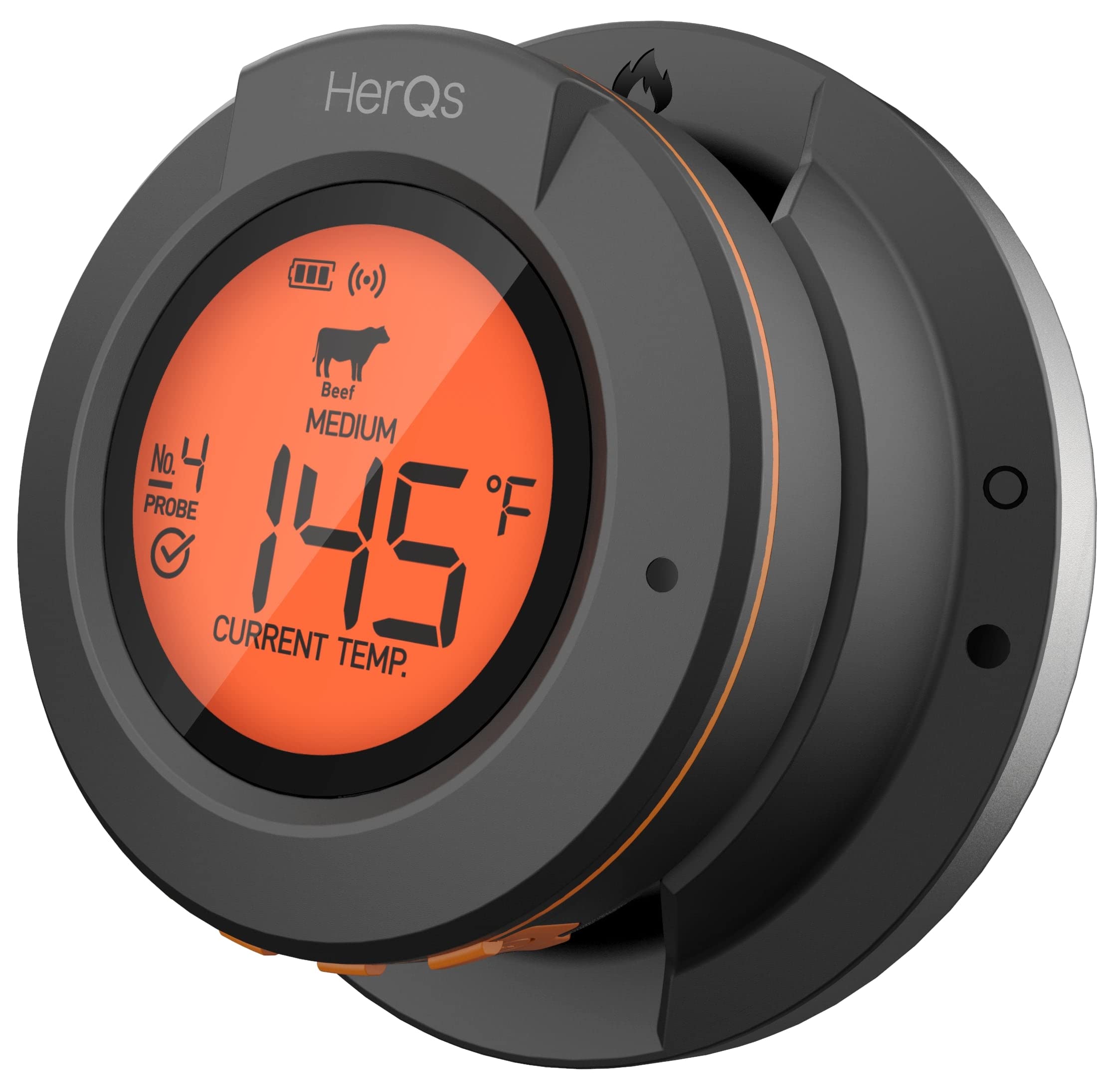 HerQs Termometro digitale a cupola connessa - Termometro per barbecue intelligente senza fili - Bluetooth - Controllo app - Monitoraggio preciso della temperatura - Per grigliare, fumare, forno -
