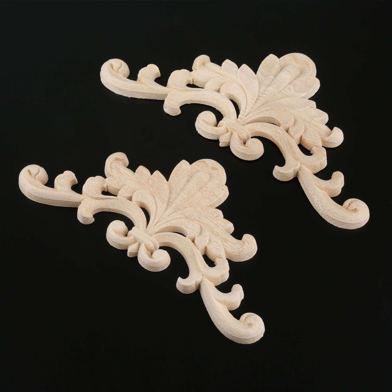 MUXSAM Wood Applique Carved 23x12x12cm Long and Big Woodcarving Decal Unpainted Decals for Furniture Woodubend Trim Carved Wood Wall Art Decor Ornaments - Image 4