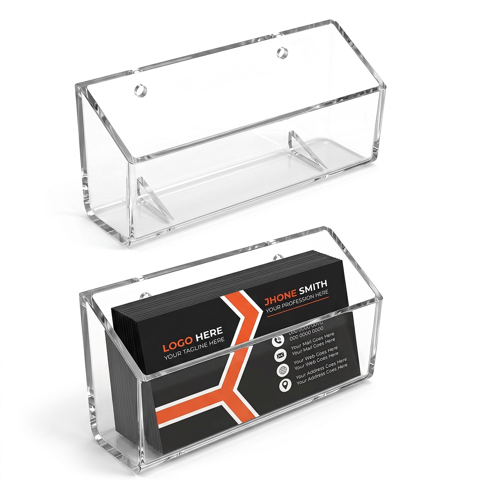 MEUYSIAC 2 Pack Clear Acrylic Business Card Holders for Desk