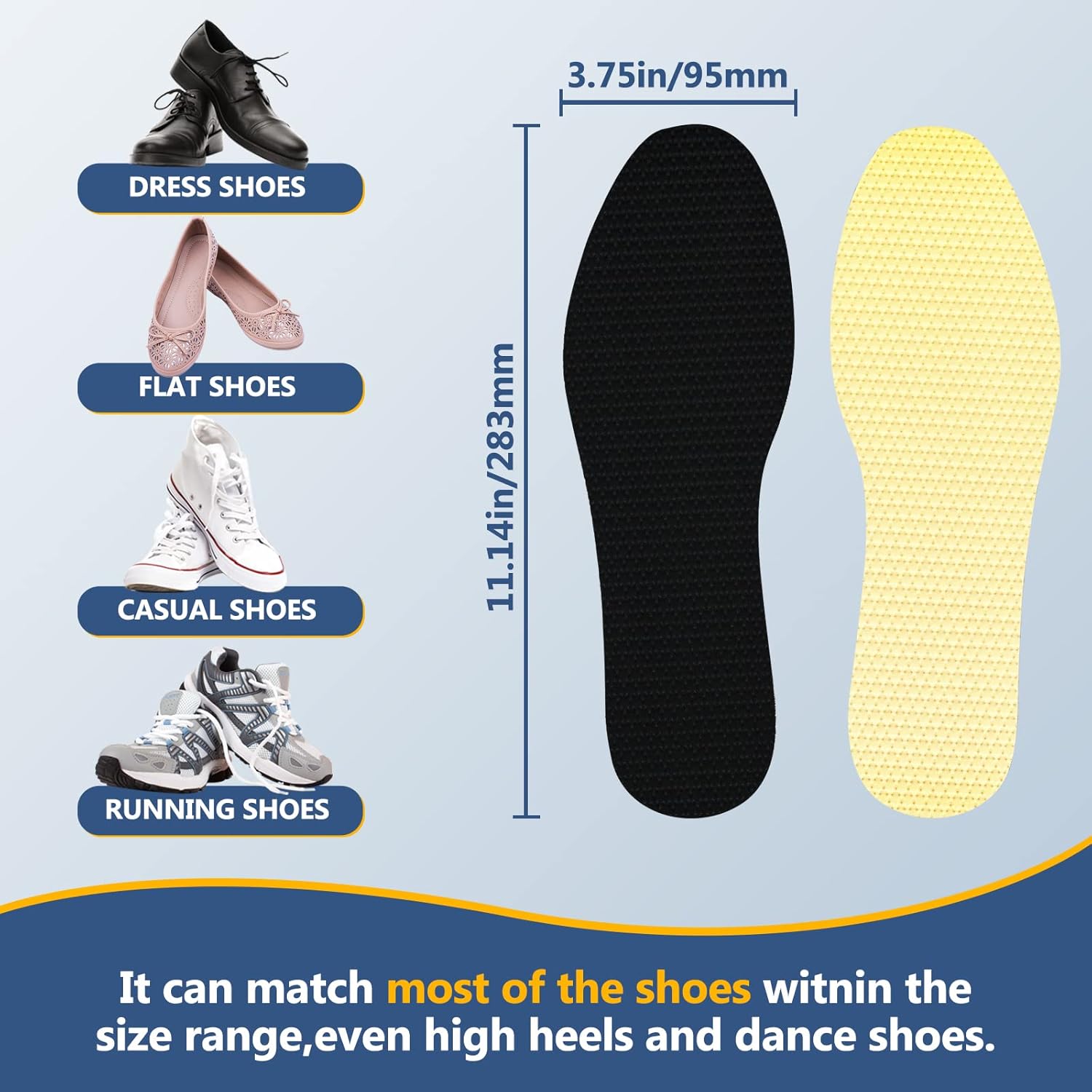 6 Pairs Thin Shoe Inserts, Barefoot Shoe Insoles Three-Layer Latex Foam Memory Foam Insoles,Cuttable and Washable,Replacement Inserts for Men 4-10 Women 5-12 (3Black+3Gray) - Image 2