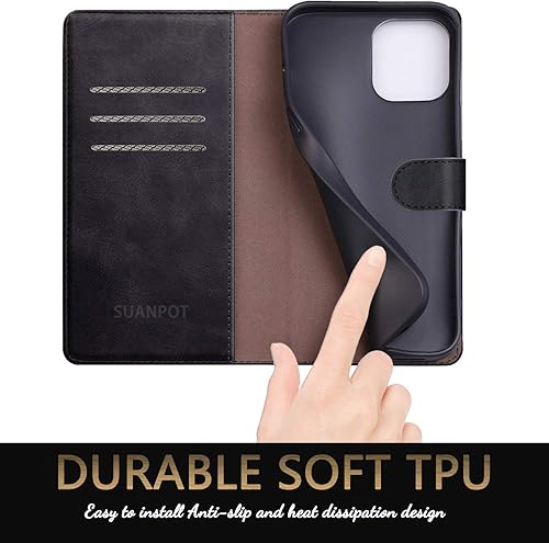 Miniatura 6 de SUANPOT Funda tipo cartera de piel para iPhone 11 de 61 pulgadas con bloqueo RFID funda tipo libro con tapa para teléfono a prueba de golpes