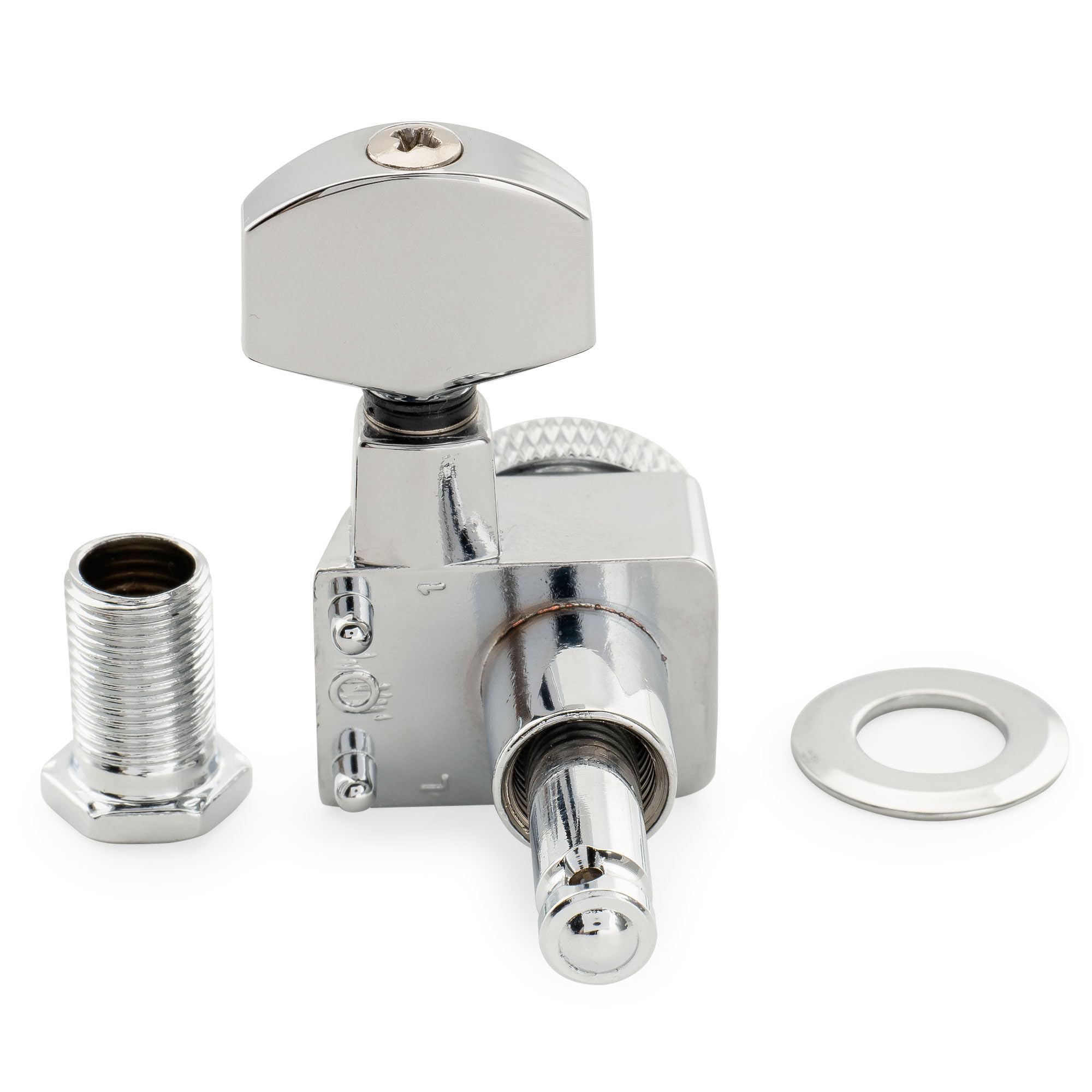 Musiclily Pro Zurdos 6 en línea 2-Pin Clavijas de Afinación Bloqueo 18:1 Ratio Clavijeros Bloqueantes con Botón Hex para Guitarra Eléctrica Fender Strat Tele, Cromado