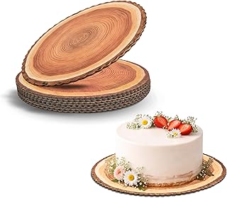 Cake boards 12in, set-8 Cake drum waterproof, Natural Rustic style, Cake drums, display board, wooden cardboard cake rounds holder, Rustic cake Try, Cardboard rounds, For cakes/cupcakes/wedding cakes