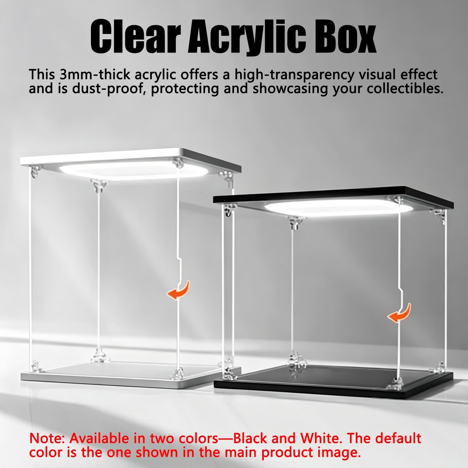 LZMZMQ Vitrina de Acrílico Vitrina Expositora De Acrílico Transparente con Iluminación (80 70 60 50 40 30 20 10 Cm), Cajas De Acrílico Transparente, Vitrina De Protección(50x35x25cm/20x14x10)