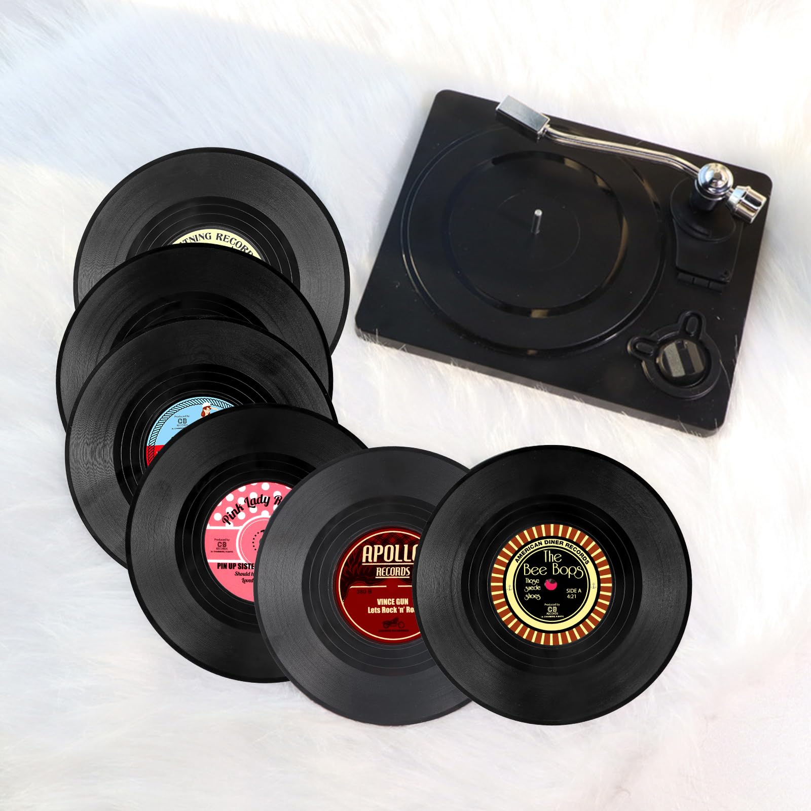 6 Stück Vinyl-Schallplatten-Untersetzer – Rutschfeste Retro-Deko Für Tische & Bars