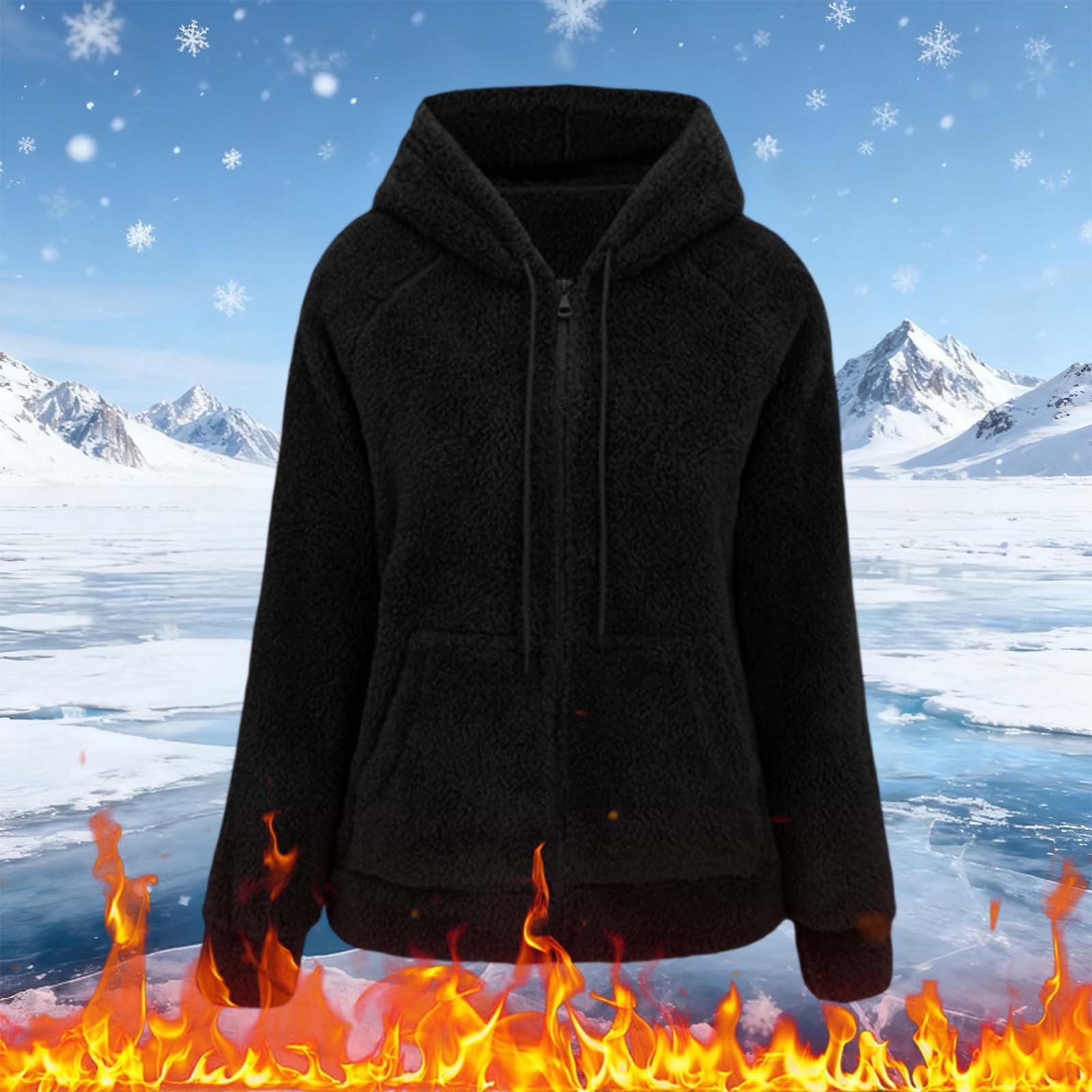 Veste polaire pour femme avec zippée capuche veste chaude en chic peluche d'hiver,S-XXL