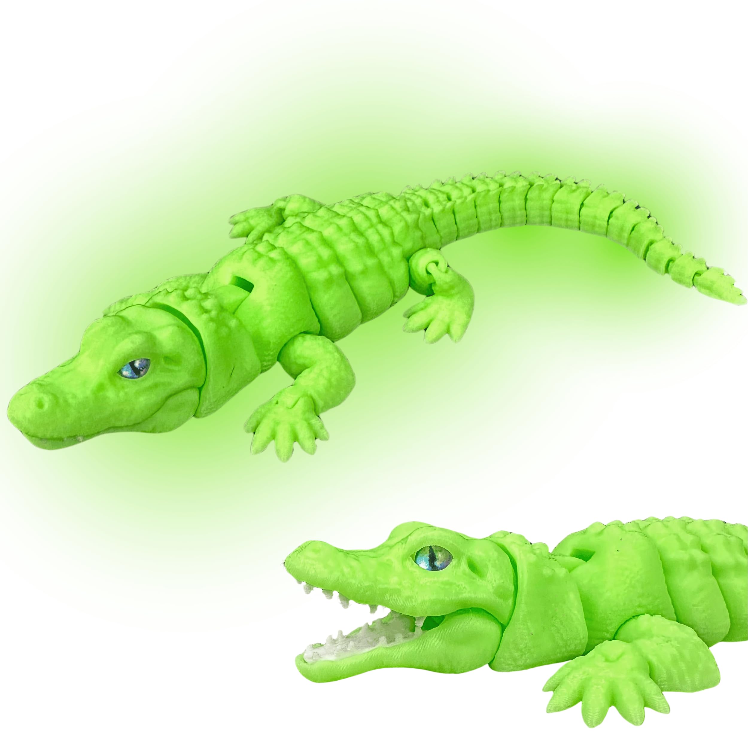 3D Printed Alligator, PLA 3D Printed Alligator 3D Printed Animals Flexible Reptile for Adults - 9" Long