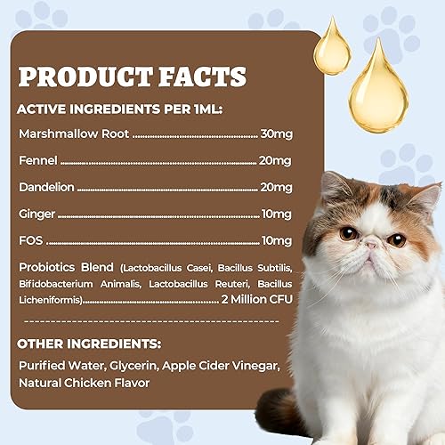 Miniatura 7 de Wellix Alivio del estreñimiento para gatos y perros, 4 onzas, suavizante líquido de heces con raíz de diente de león, prebióticos y probióticos para