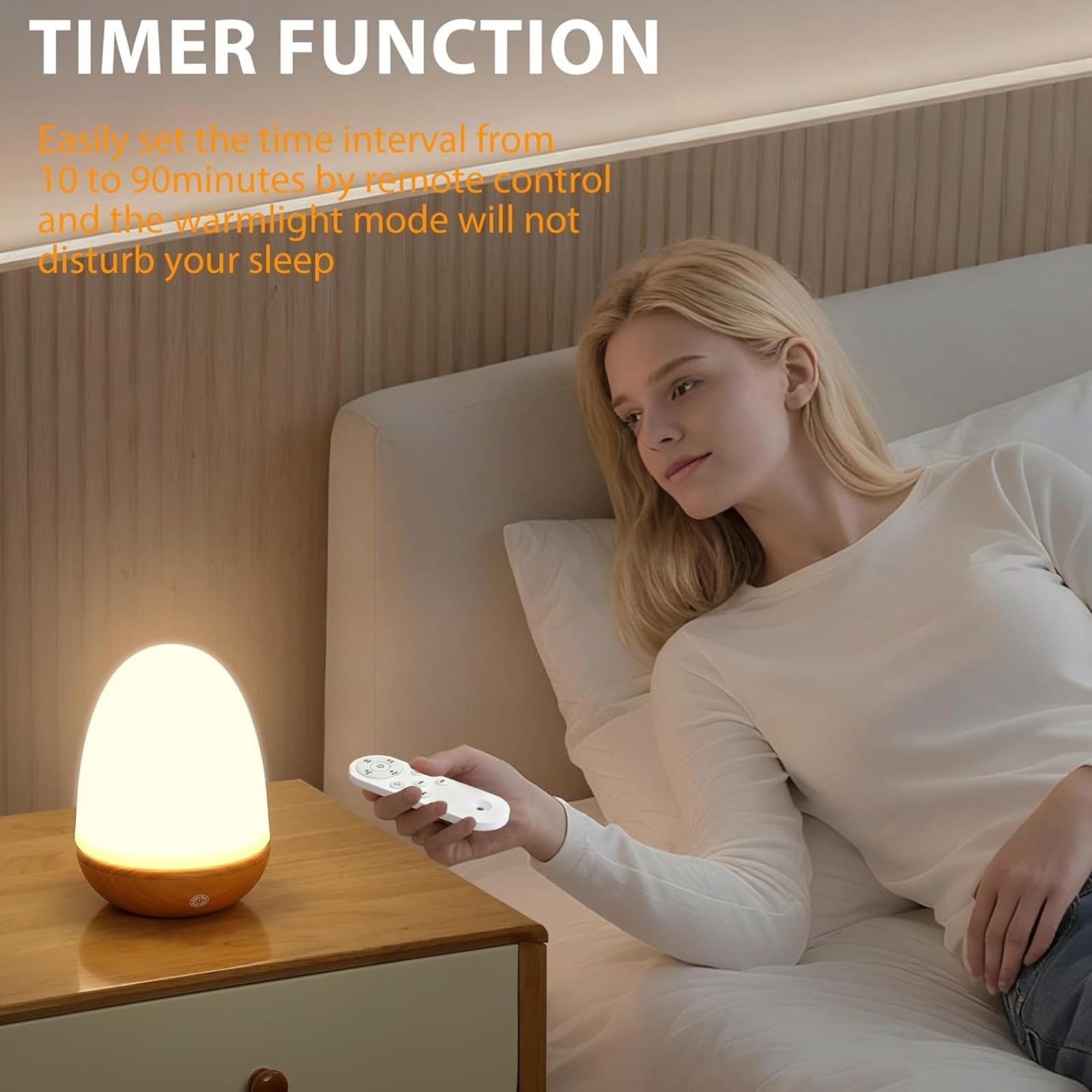 Lampe de luminothérapie pour SAD, 10 000 lux avec télécommande et contrôle tactile, lampe de lumière du jour rechargeable par USB pour améliorer l'humeur et améliorer le sommeil